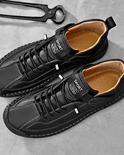Men's Casual Shoes - Fashionable Solid Faux Leather Footwear