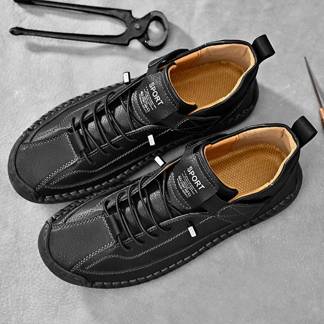 Men's Casual Shoes - Fashionable Solid Faux Leather Footwear