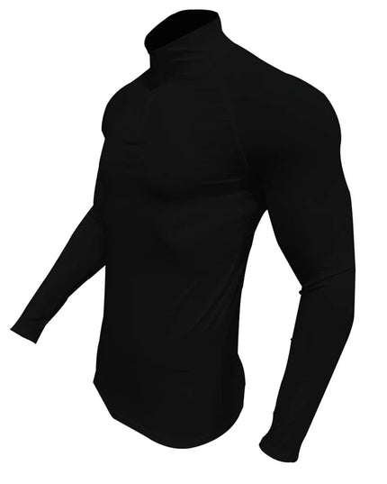 Men's Compression Elastic Long Sleeve Half-Zip High-Neck Sweater
