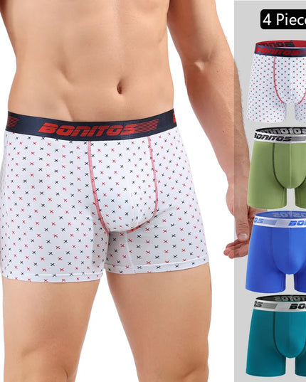 Men's Cotton Boxer Shorts - 4-Pack Comfortable Underwear for All-Day Wear