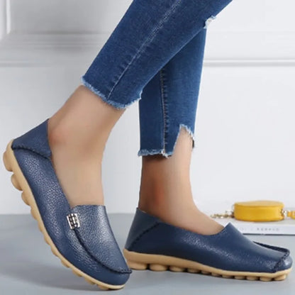 Women's Faux Leather Slip-On Flat Shoes – Comfortable & Stylish Flat Shoes
