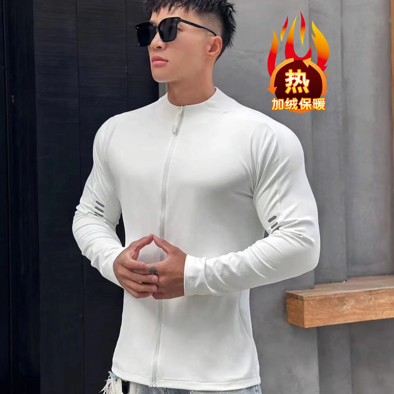Men's Quick-Dry Long Sleeve Compression Jacket - Performance Activewear for Enhanced Mobility