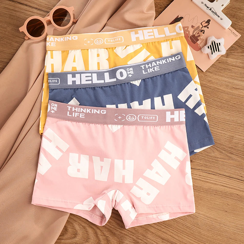 3PCS Women's Cotton Soft Letter Print Panties Set – Comfortable Female Underwear