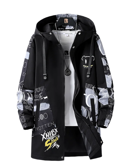 Men's Graffiti Hooded Zip-Up Jacket