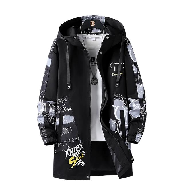 Men's Graffiti Hooded Zip-Up Jacket