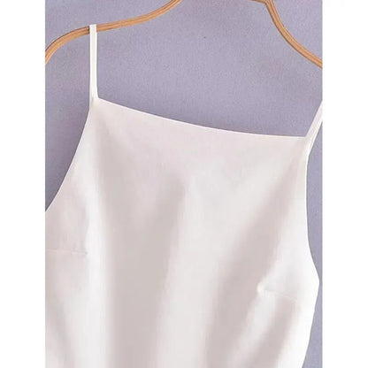 Backless Sleeveless Black and White Crop Top for Women with Thin Straps
