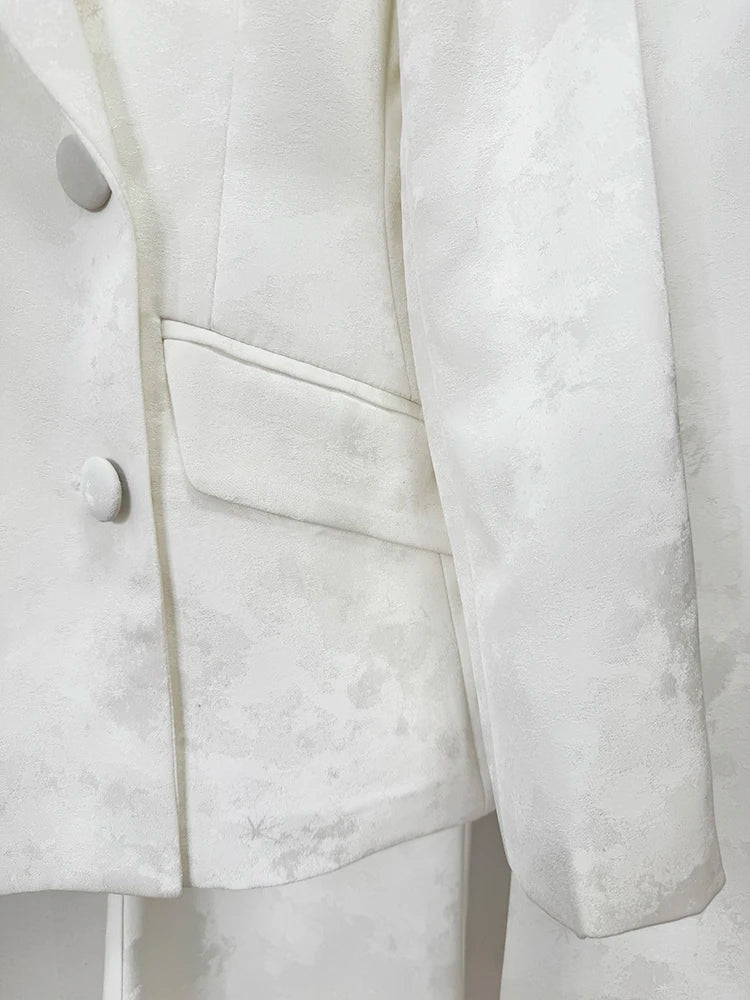 Women's Two-Piece Slim Fit Jacquard Pants Set