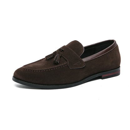 Men's Faux Suede Tassel Loafers – Comfortable Casual Flats for Men