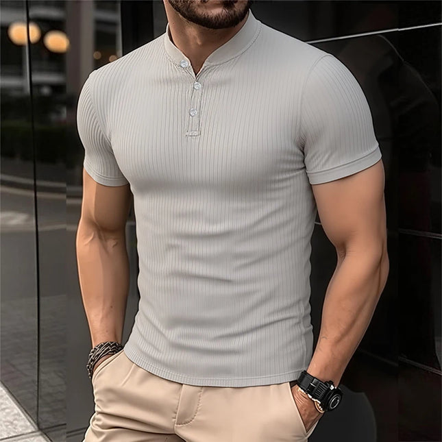 Men's Breathable Button-Up T-Shirt
