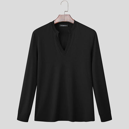 Incerun Men’s V-Neck Long Sleeve Knit Sweater – Stylish Warmth, Casual & Classic Fit
