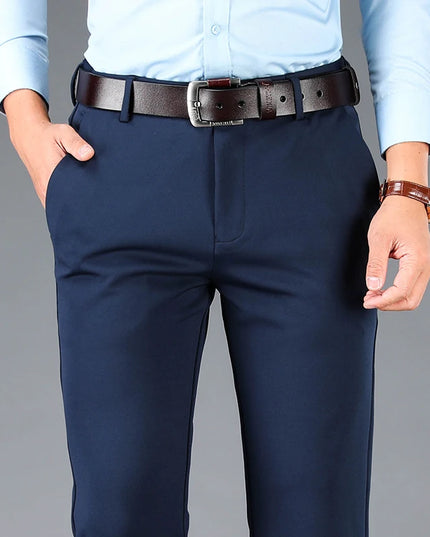 Men's Stretch Business Suit Pants - Straight-Leg Design for Comfort and Style
