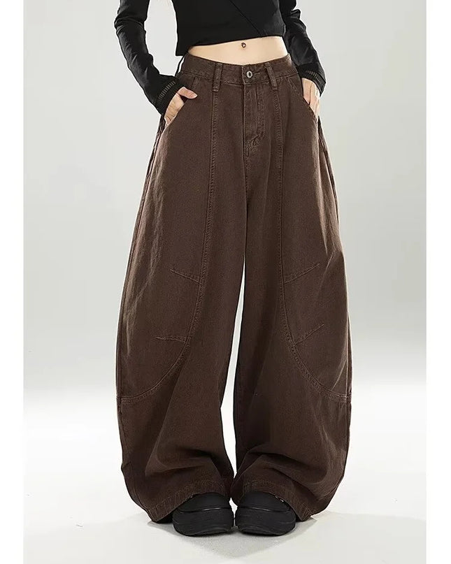 vintage Baggy Women's  Pants Wide Leg  Cotton Long Trousers