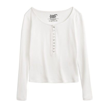 Slim-Fit Buttoned Henley Shirt for Women – Maden Women's Casual Top