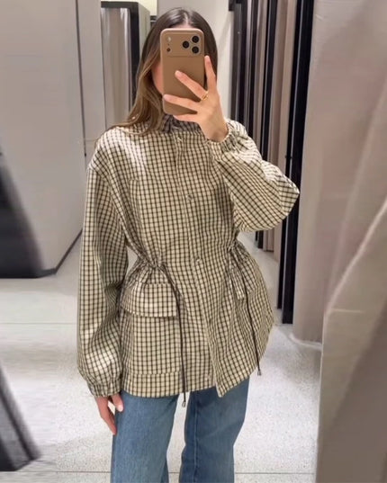 Women's Oversized Casual Jacket with Drawstring Waist