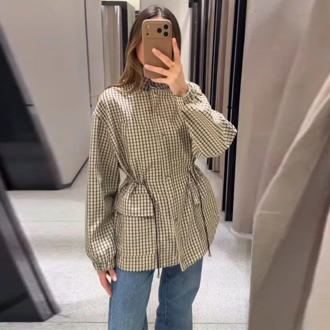 Women's Oversized Casual Jacket with Drawstring Waist