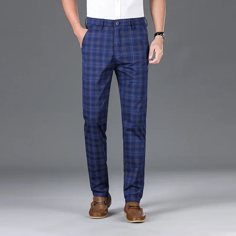 Men's Classic Checkered Straight Casual Pants