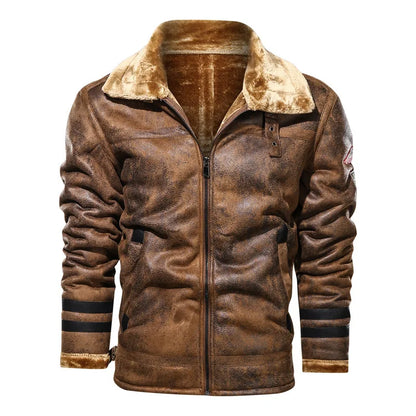 Men's Retro Thick Faux Fur Leather Jacket