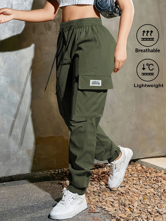 Women's  Cargo Pants with Adjustable Waist & Flap Pockets