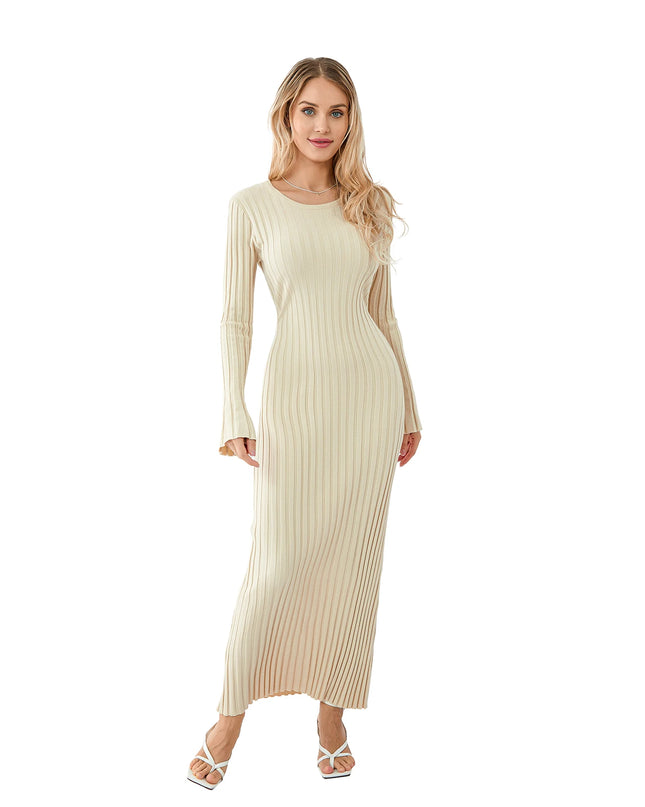 Elegant Women’s Knit Long Sleeve Bodycon Dress – Stylish & Comfortable Long Sleeve Midi Dress for Women