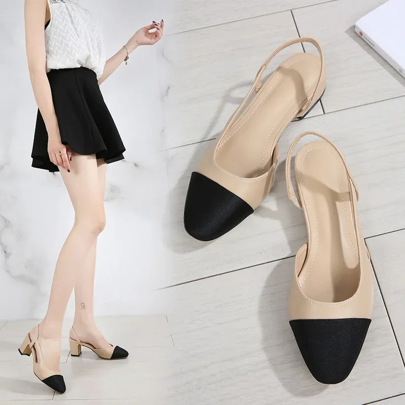 Women's Faux Leather Mid-Heel Sandals