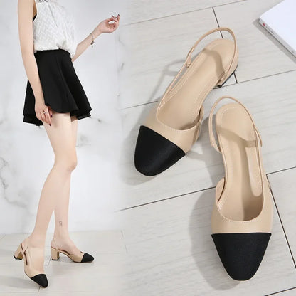 Women's Faux Leather Mid-Heel Sandals
