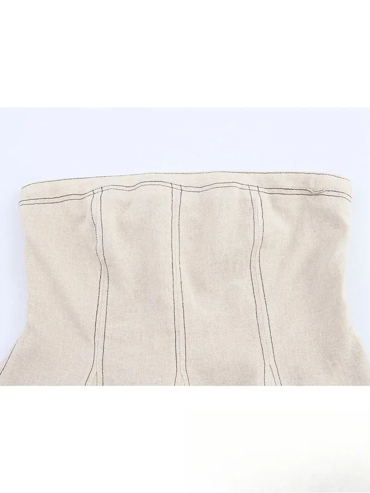 Women's Two-Piece Set: Sleeveless Tube Top & High-Waist Wide Leg Pants