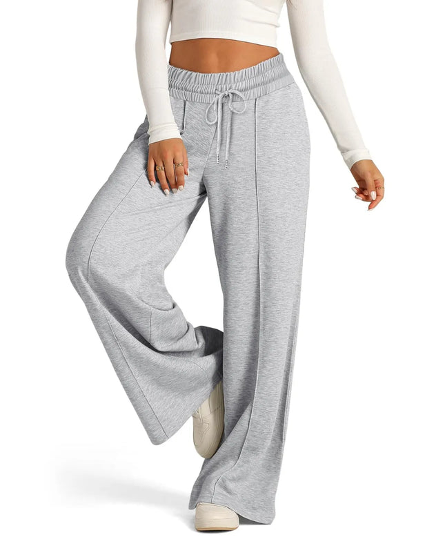 Women's Wide Leg Straight Pants with Drawstring