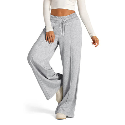 Women's Wide Leg Straight Pants with Drawstring