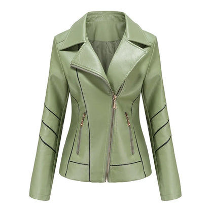 Women's PU Faux Leather Casual Biker Jacket