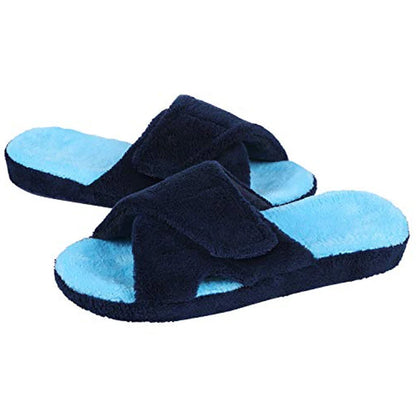 Women's Adjustable Open Toe Slippers with Corduroy Material