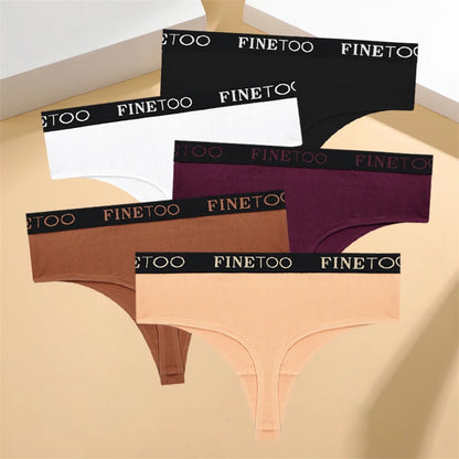 5-Pack Women’s High-Waist Seamless Cotton Thongs – Comfortable, Elastic, and Durable Underwear for Women