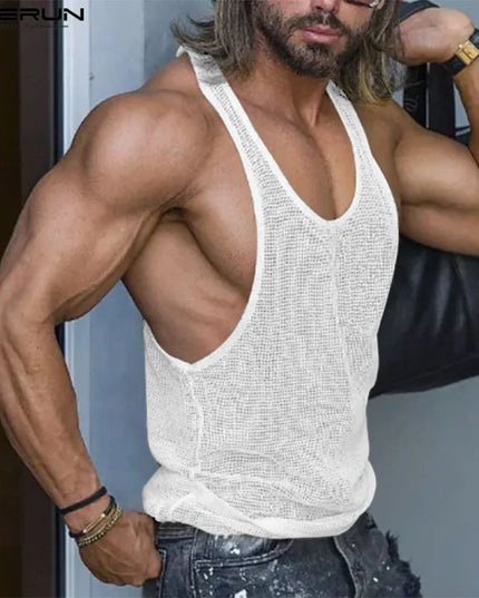 INCERUN Men's Transparent Mesh Tank Top