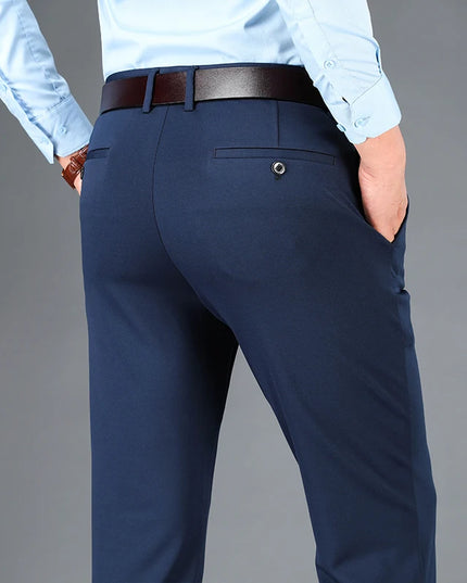Men's Stretch Business Suit Pants - Straight-Leg Design for Comfort and Style