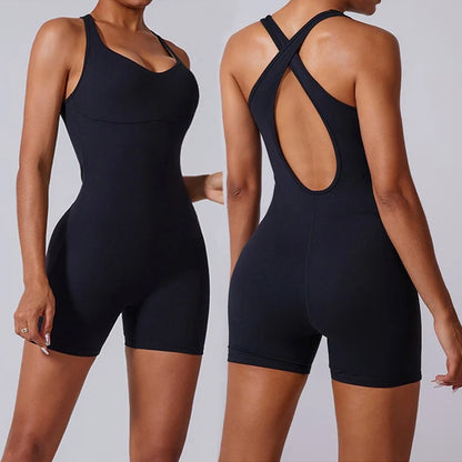 Women's Backless One-Piece Bodysuit - Fitness Seamless Jumpsuit for Activewear & Workout