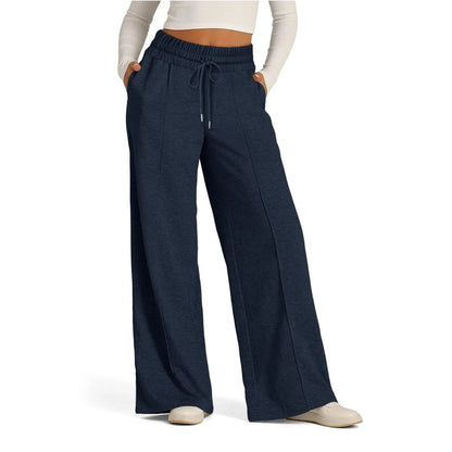 Women's Wide Leg Straight Pants with Drawstring