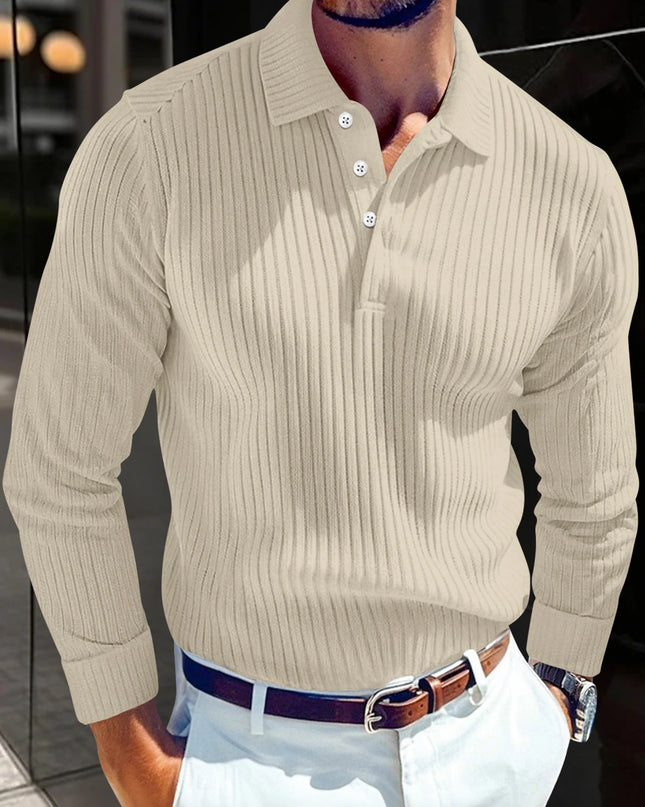 Men's Retro Striped Polo Sweater