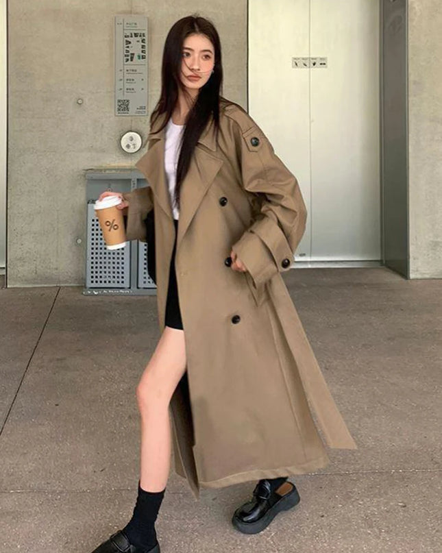 Vintage Elegant Women's Long Trench Coat