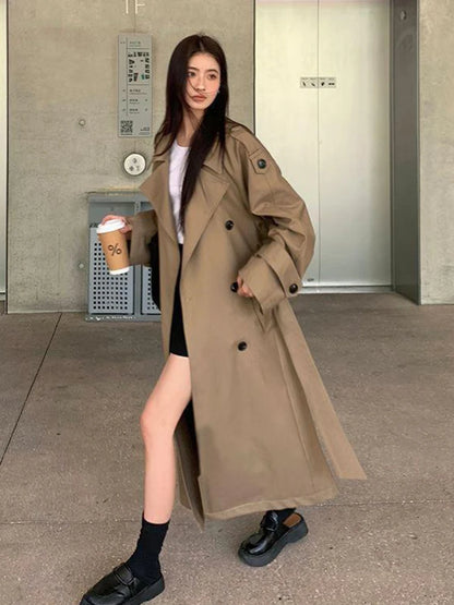 Vintage Elegant Women's Long Trench Coat