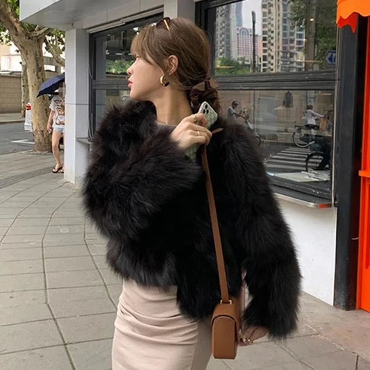 black faux coat women's