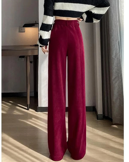 Women's Chic High Waist Straight Leg Trousers - Slim Fit Elegant Pants for Women