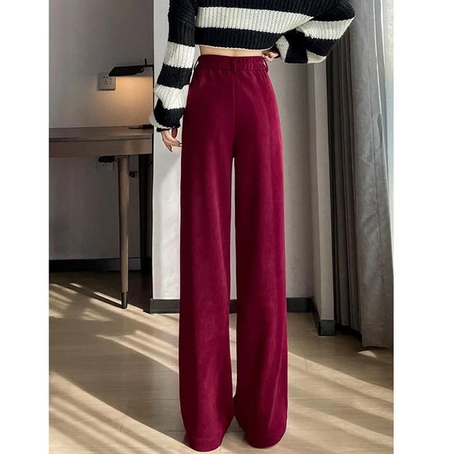 Women's Chic High Waist Straight Leg Trousers - Slim Fit Elegant Pants for Women