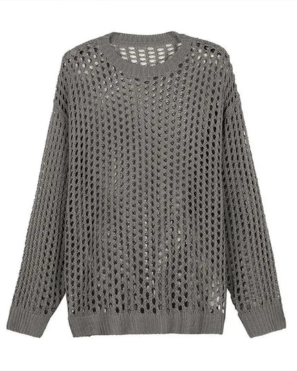 Vintage Men’s Loose-Knit Sweater with Hollow-Out Details