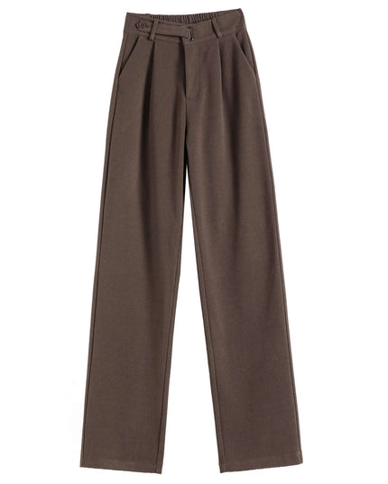 Seoulish Women's High-Waist Wide-Leg Trousers with Loose Fit and Button Detail