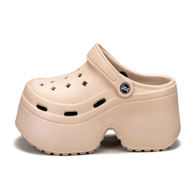Chunky Closed-Toe Wedge Heels for Women - Thick Sole- Non-slip