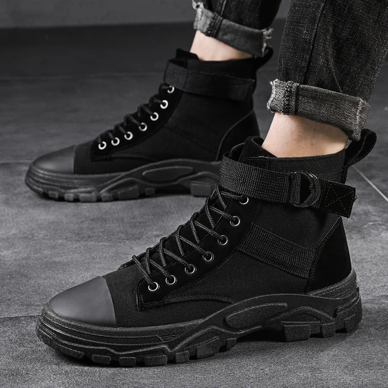 Men's High-Top Canvas Flat Lace-Up Sneakers