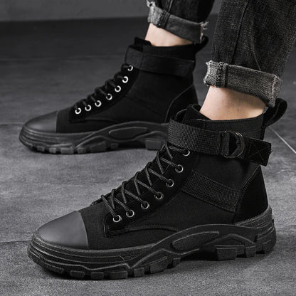 Men's High-Top Canvas Flat Lace-Up Sneakers