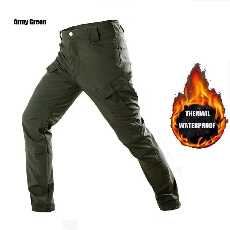 Men’s Waterproof Fleece Cargo Pants – Tactical Hiking Combat Trousers for Men