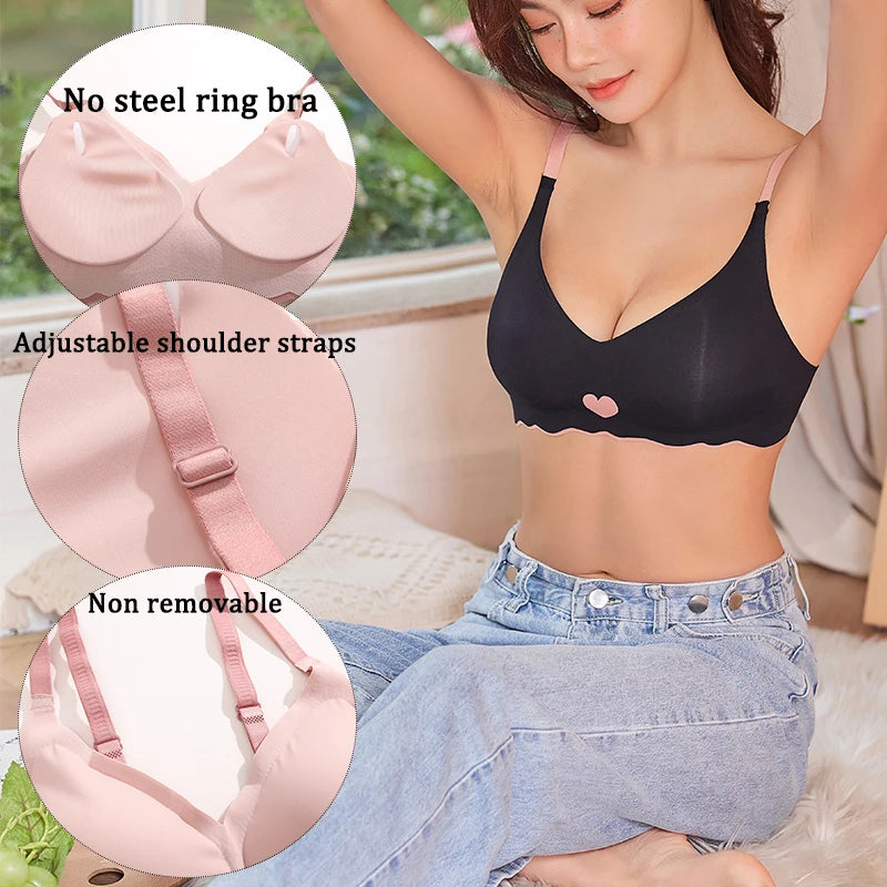 Women's 3-Piece Adjustable Back Seamless Bra Set - No Steel Ring, Anti-Sagging Design