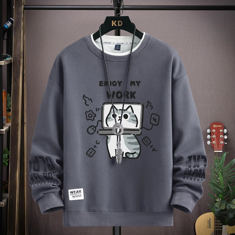 Men's Long Sleeve Sweatshirt with Cartoon Character Print