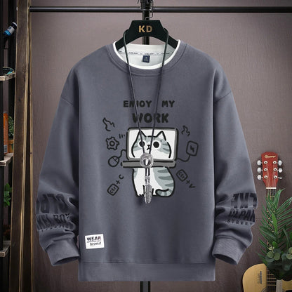 Men's Long Sleeve Sweatshirt with Cartoon Character Print